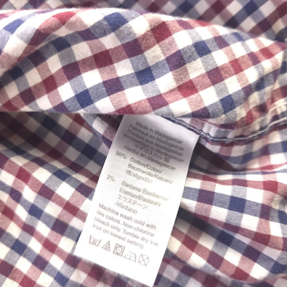 J Crew Flex Washed Shirt Large Classic Red Blue Check Long‎ Sleeve Button Down